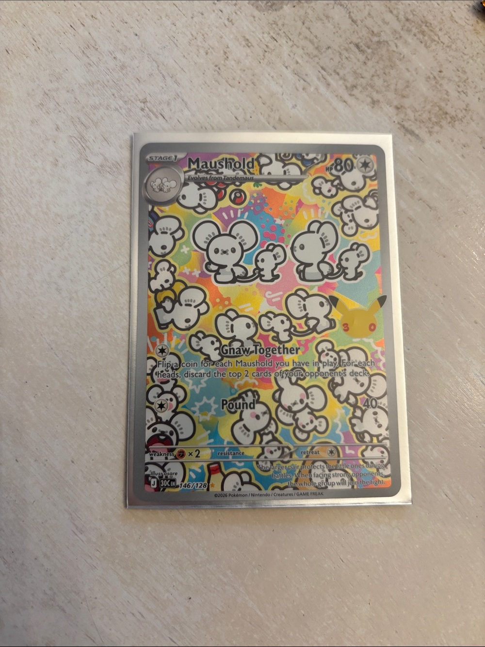 Pokemon Maushold V Full Art Card - White, Yellow, Blue, Pink